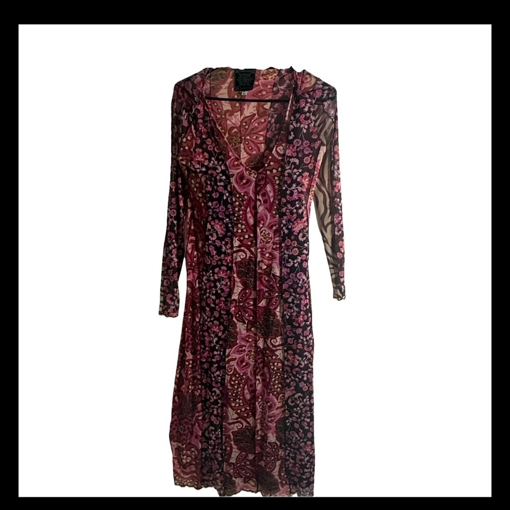 Johnny Was Agatha Mesh Paneled Midi Dress Sz. XS - Picture 7 of 14